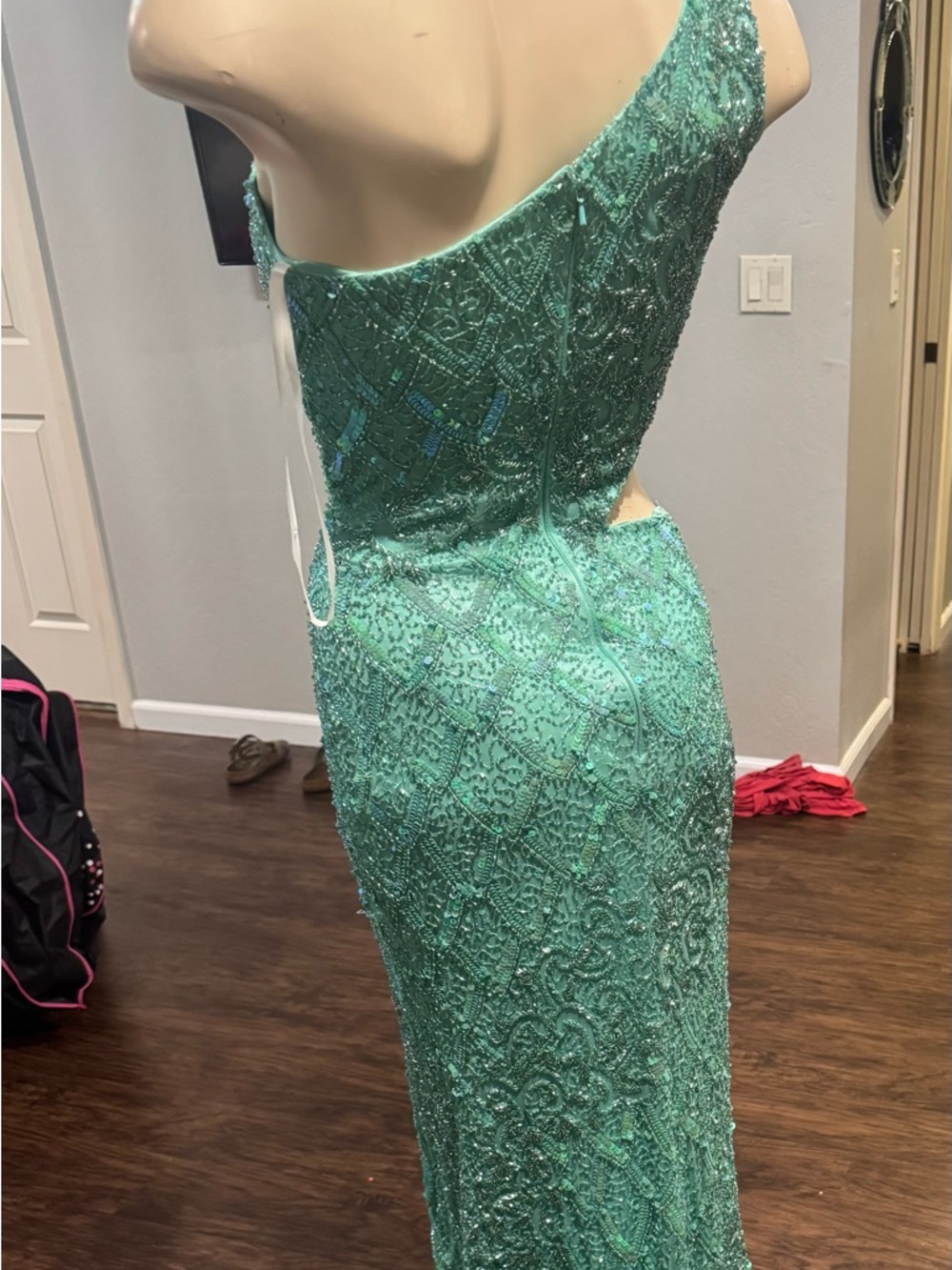 Beaded Emerald Green Formal Evening Gown